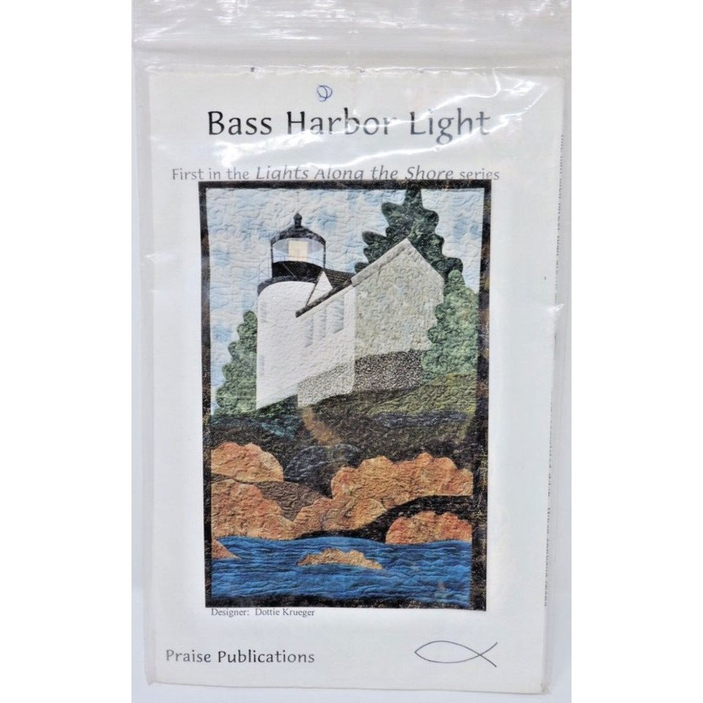 Vtg '97 Bass Harbor Light Along Shore Wall Quilt Pattern 34"x50" Praise Krueger